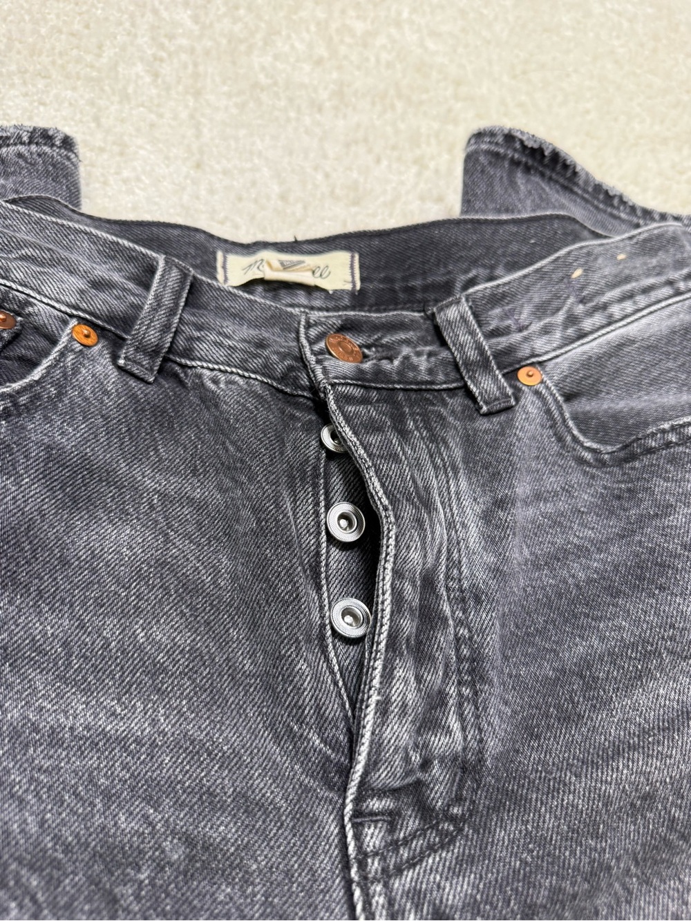 Madewell Low Slung Baggy Denim Jeans Washed Black Kingswood Wash Rigid Size 27 4 - Picture 6 of 14